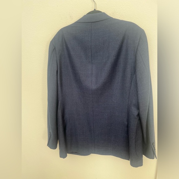 NWOT E ZEGNA TRAVELLER Blazer Sport Coat Wool Silk 46R Blue Check Lined 2 buttn - Picture 2 of 14